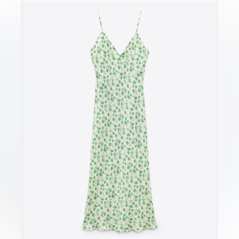 Zara The Lara Dress Green Floral Midi Dress - Picture 3 of 7